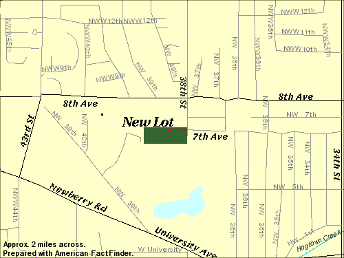 A map showing the location of the new lot.