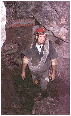 Caver prepared to enter Warren's Cave