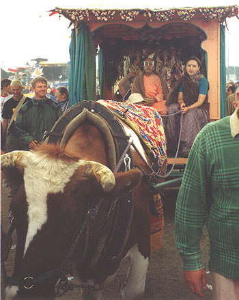 Ox Cart on Harinama at Woodstock