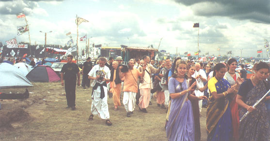 Ladies Dancing at Harinama at Woodstock