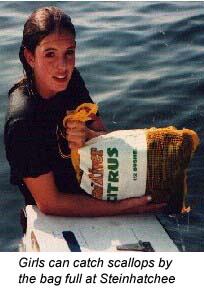 Girl with bag of scallops