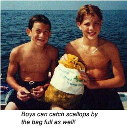 boys with bag of scallops